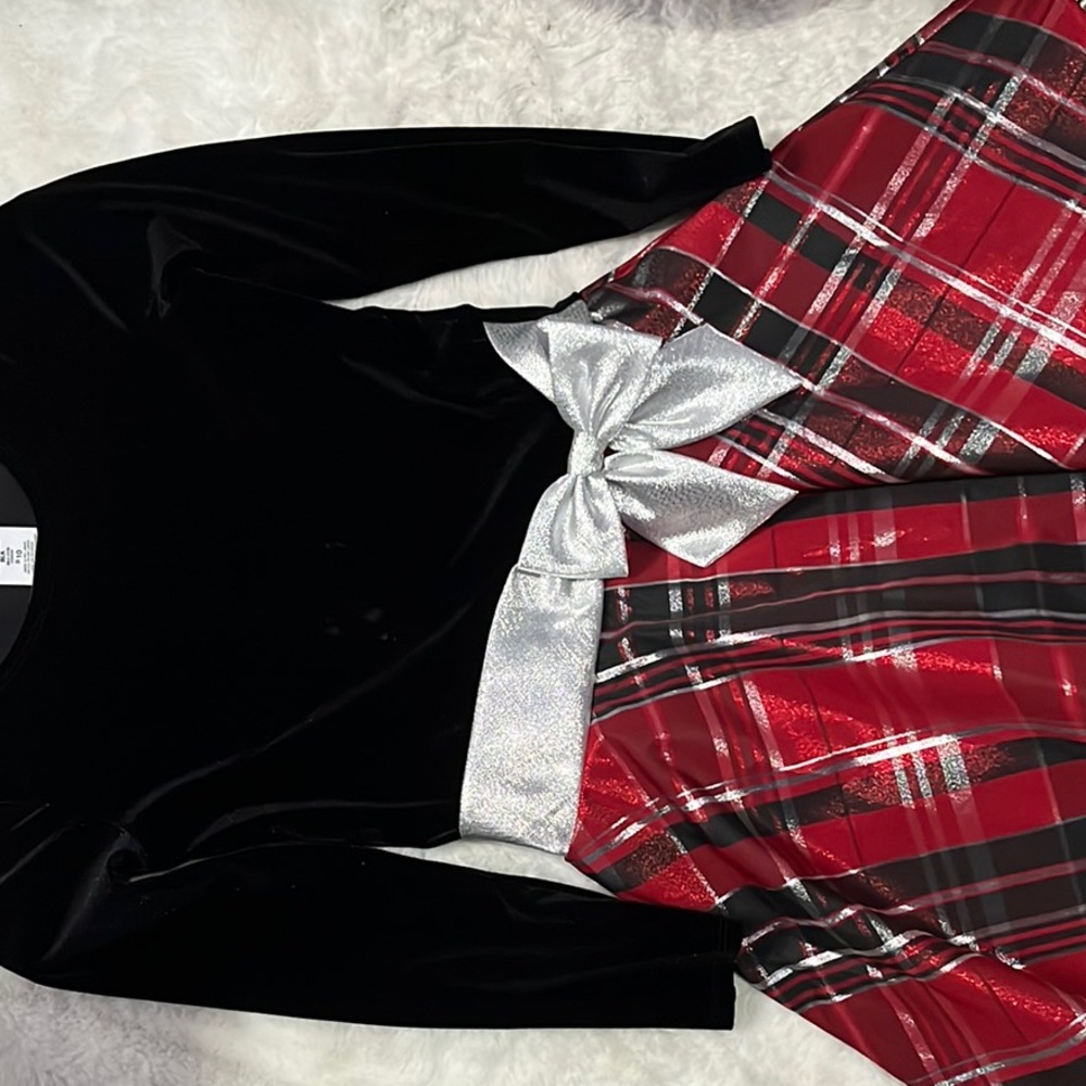 Bonnie Jean Red and Black Casual Long Sleeve Dress